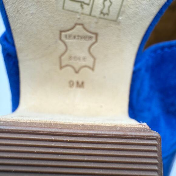 Tory Burch Women's Leather Selby Block-Heel Sandals Blue Size 9 - Picture 6 of 10